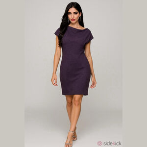 Piko 1988 Mini Dress Size S Purple Heathered Angled Cowl Neck Short Sleeve